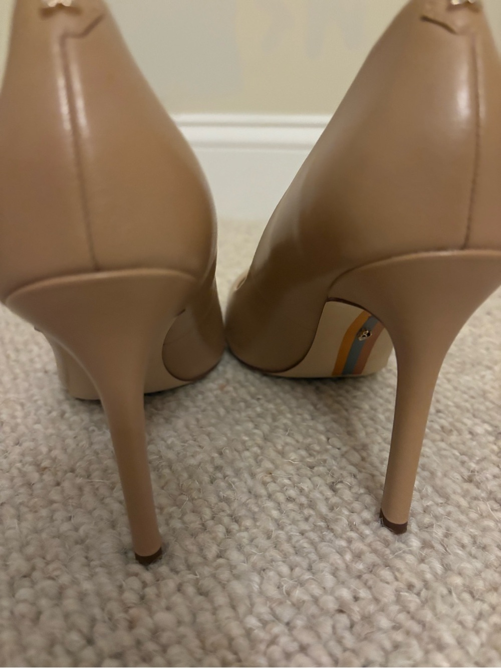 Sam Edelman Pointed Toe Stiletto Pumps in Tan - Picture 4 of 5
